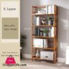Nfghk Vintage Bamboo Floor Landing Bookshelf,Adjustable Stand Rack Open Storage Shelves Organizer Cabinets Rustic Bookcase For Living Room Office Home