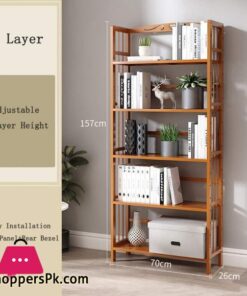 NFGHK Vintage Bamboo Floor Landing Bookshelf,Adjustable Stand Rack Open Storage Shelves Organizer Cabinets Rustic Bookcase for Living Room Office Home