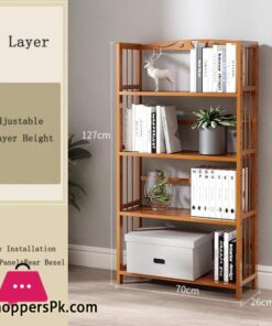 NFGHK Vintage Bamboo Floor Landing Bookshelf,Adjustable Stand Rack Open Storage Shelves Organizer Cabinets Rustic Bookcase for Living Room Office Home
