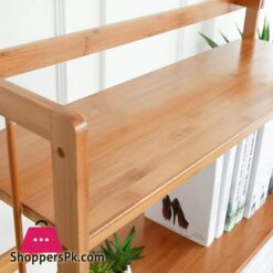 Nfghk Vintage Bamboo Floor Landing Bookshelf,Adjustable Stand Rack Open Storage Shelves Organizer Cabinets Rustic Bookcase For Living Room Office Home