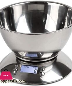 WWL Digital Kitchen Scale, High Accuracy 11lb/5kg Food Scale With Removable Bowl Room Temperature, Alarm Timer Stainless Steel Libra Kitchen Scales (Load Bearing : 5Kg)