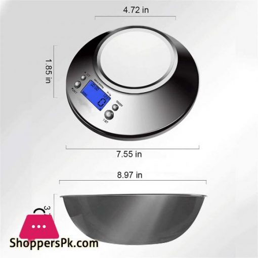 WWL Digital Kitchen Scale, High Accuracy 11lb/5kg Food Scale With Removable Bowl Room Temperature, Alarm Timer Stainless Steel Libra Kitchen Scales (Load Bearing : 5Kg)