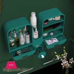 Wall Mounted Cosmetic Storage Box Punch Free Waterproof Makeup Organizer Large Capacity Bathroom Beauty Storage Shelf|Makeup Organizers