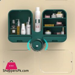 Wall Mounted Cosmetic Storage Box Punch Free Waterproof Makeup Organizer Large Capacity Bathroom Beauty Storage Shelf|Makeup Organizers