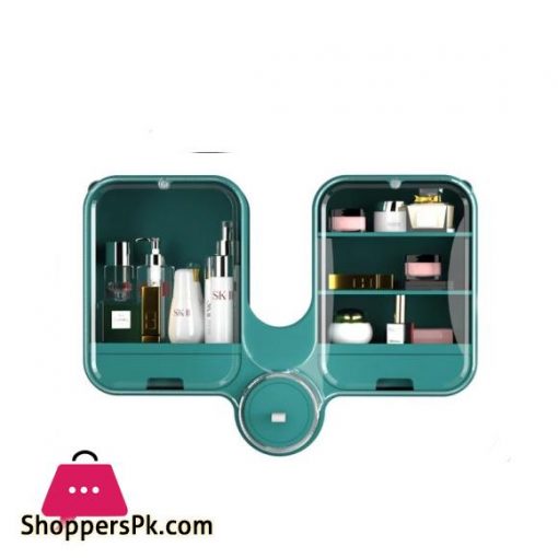 Wall Mounted Cosmetic Storage Box Punch Free Waterproof Makeup Organizer Large Capacity Bathroom Beauty Storage Shelf|Makeup Organizers
