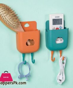 Wall Mounted Organizer Storage Box Mobile Phone Plug Holder Container With Hook Air Conditioner Remote Control Storage Case|Home Office Storage