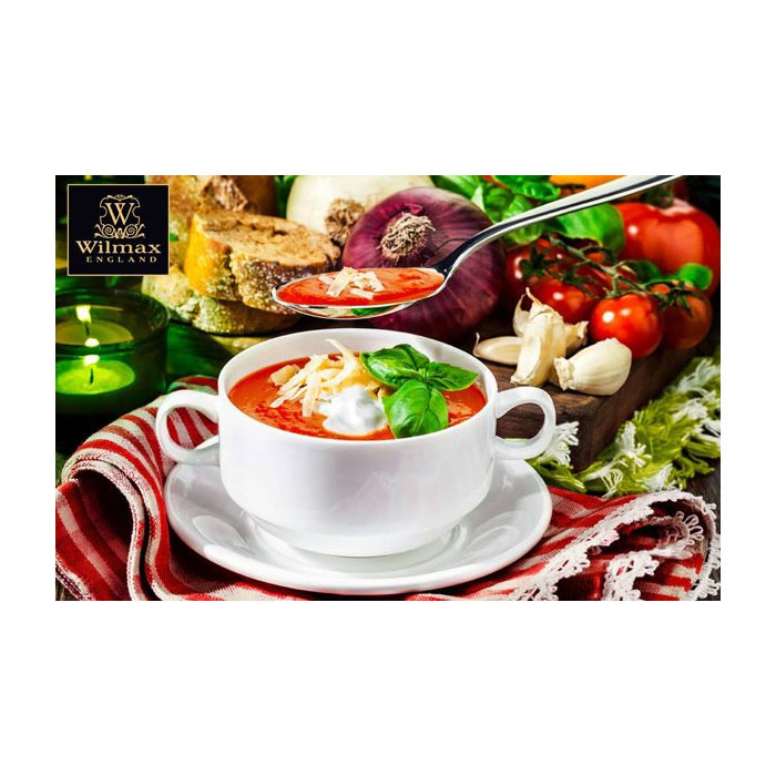 Wilmax 10 Oz Stella White Porcelain Soup Cup With Handles Wl-991025-A