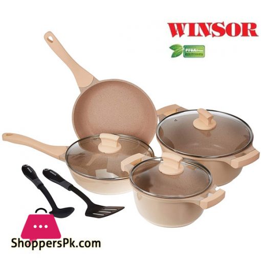 Winsor Cast Aluminum Non-Stick Cookware - Beige 9 Pcs