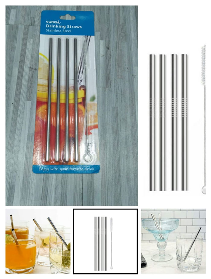 Yangli Drinking Straws Stainless Steel Set Of 5