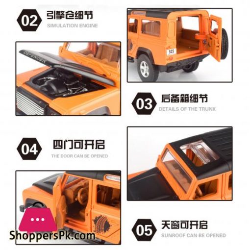 132 Diecast Alloy Car Toy SUV Lands Rovers Defender Classic Metal Toy Vehicle Model Children Gift Music Light Pull Back CarDiecasts Toy Vehicles