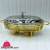 2 Liter Premium Buffet Dish Furnace Buffet Burner Glass Inner Serving Dish (Oval)