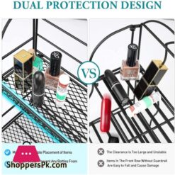 Spice Rack Organizer For Countertop 2 Tier Spice Organizer For Kitchen Cabinet Farmhouse Foldable Seasoning Organizer Standing Storage With Guardrail And Mesh Design Bathroom Organizer