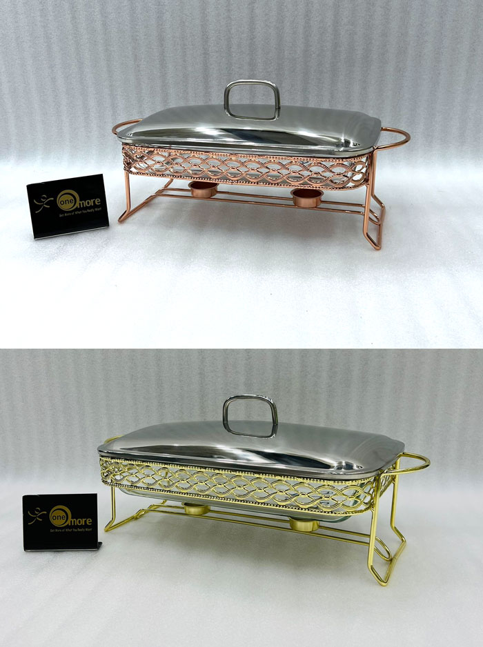 4 Liter Liquor Pot Buffet Heating Vessel Iron Shelf Glass Inner Serving Dish