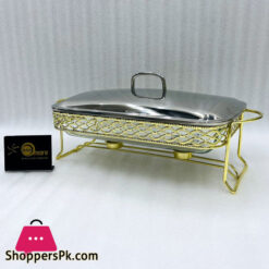 4 Liter Liquor Pot Buffet Heating Vessel Iron Shelf Glass Inner Serving Dish