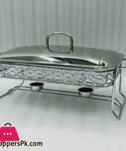 2.5 Liter Liquor Pot Buffet Heating Vessel Iron Shelf Glass Inner Serving Dish (Silver)