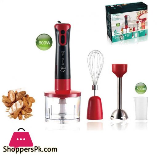 3 In 1 3 Speeds 600W Immersion Hand Stick Blender Mixer Includes Chopper and Smoothie Cup Stainless Steel Ice Blades