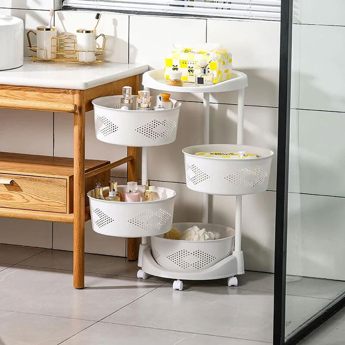 4 Tier Storage Rack-Rotating Vegetable Rack Floor-Standing Multi-Layer Kitchen Storage Rack Kitchen Storage Rack