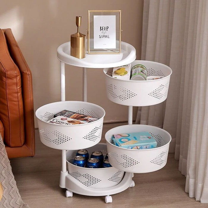 4 Tier Storage Rack-Rotating Vegetable Rack Floor-Standing Multi-Layer Kitchen Storage Rack Kitchen Storage Rack