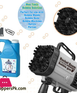 52-Hole Bubble Machine Bubble Rocket Launcher Toy Bubble Gun 1 liter Bubble Solution ( Combo Pack )