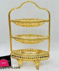 Arabic Serving Stand three Layer Gold Theme – 1604-3
