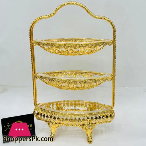 Arabic Serving Stand three Layer Gold Theme – 1604-3