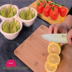 Bass Stainless Steel Super Sharp Modern Knife Block 8 Piece Set Kitchen Knife Set White