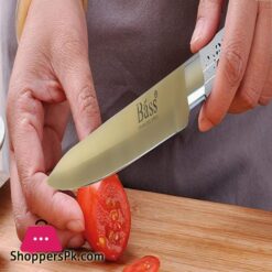 Bass Stainless Steel Super Sharp Modern Knife Block 8 Piece Set Kitchen Knife Set White