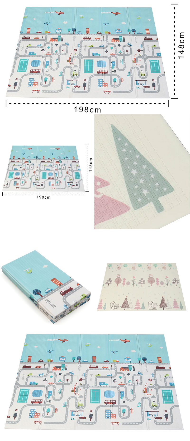 Baby Care Play Mat Crawl Mat Xpe Waterproof Folding Mat (5 Feet X 6 Feet )