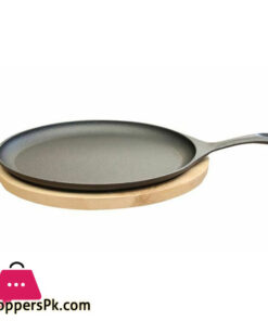 Cast Iron Sizzler Pan Oval Cast Iron Fajita Pan Cast Iron Serving Plate Dish 24-CM