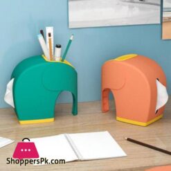 Creative Desk Elephant Tissue Paper Box Cover With Pen Holder Remote Controller Mobile Phone Storage Organizer Home Officetissue Boxes