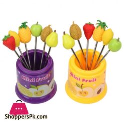 6Pcsset Cute Fruit Pattern Fruit Fork Creative Party Decoration Stainless Steel Snack Cake Dessert Food Forkforks