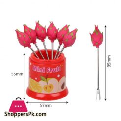 6Pcsset Cute Fruit Pattern Fruit Fork Creative Party Decoration Stainless Steel Snack Cake Dessert Food Forkforks