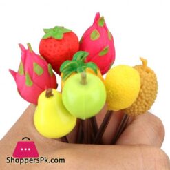 6Pcsset Cute Fruit Pattern Fruit Fork Creative Party Decoration Stainless Steel Snack Cake Dessert Food Forkforks