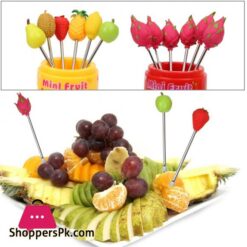 6Pcsset Cute Fruit Pattern Fruit Fork Creative Party Decoration Stainless Steel Snack Cake Dessert Food Forkforks