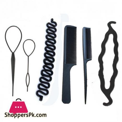 Neverland 6pcsset DIY Hair Styling Hair Bun Maker Clip Hairpins Headbands Roller Hair Accessories Tools Kit