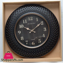 Dark Brow Round Analog Wall Clock