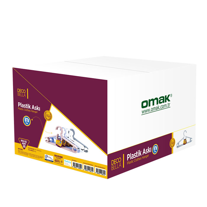 Omak Decobella 6 Pcs Plastic Clothes Hanger - 50611