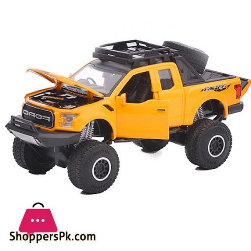 Die cast Metal Children Toys Car Model Vehicle jianyuan 132 for Ford Raptor big foot pick up truck with sound light 32129 gld3toys car model