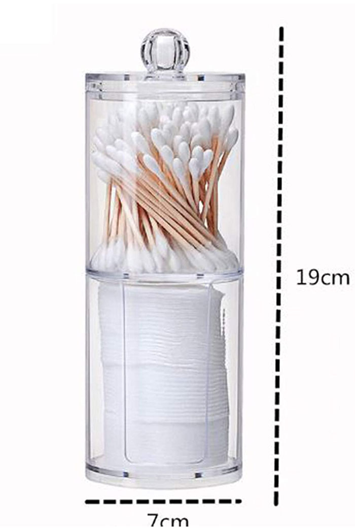 Double Layer Dustproof Acrylic Storage Box Holder Organizer For Bathroom Cotton Ball Pads Swabs Stick Cosmetic Makeup Pads Earbuds Stubs Toothpicks