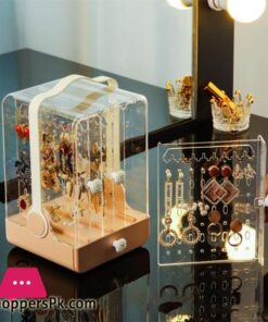 Dustproof Box Jewelry Storage Bins Earrings Necklaces Display Rack Sliding Hangers Dresser Table Organizer Drawer PlasticStorage Boxes Bins