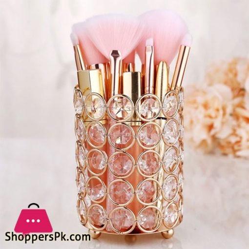 European Luxury Makeup Tools Cosmetic Storage Box Crystal Organizer Pen Makeup Brush Set Holder