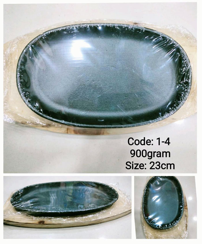 Fajita Pan Oval Cast Iron Sizzler Plate - 23Cm