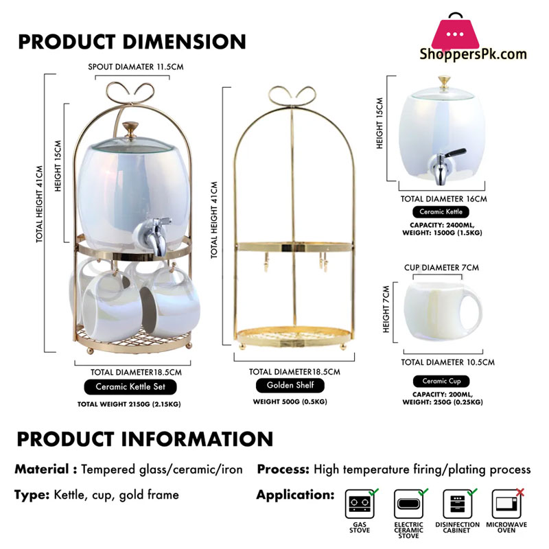 Fransco Series Water Dispenser Set With 4 Cups