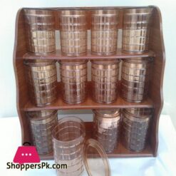 Galaxy Smart Wooden Masala Rack with spoon Wooden Kitchen Rack Masala Box Spice Rack box with Automatic Lid Cooking kitchen accessories 6 12 Pieces Masala Rack