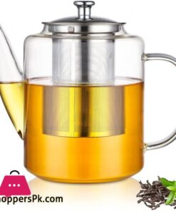 Glass Teapot with Removable Infuser 33oz1000ml Tea Kettle Stovetop Safe Glass Teapot with Lid for Loose Leaf Tea and Blooming Tea
