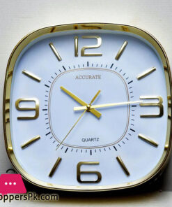 Golden And White Color Analog Wall Clock