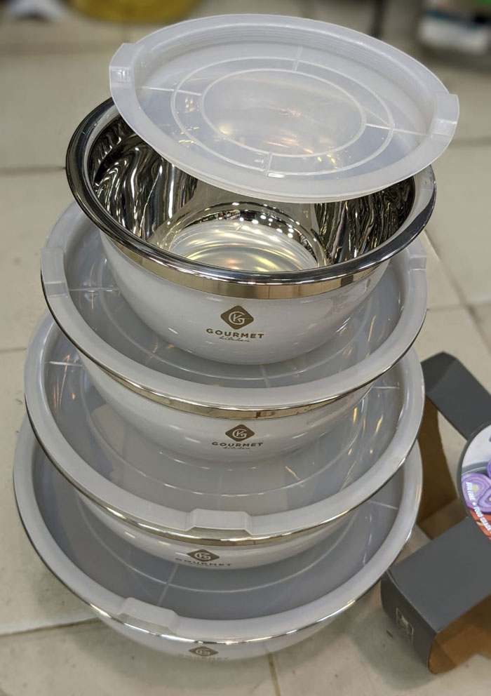 Gourmet Home Steel Mixing Bowls With Lid 4-Pcs Set