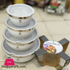 Gourmet Home Steel Mixing Bowls with Lid 4-Pcs Set