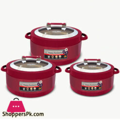 Happy Handsome Metallic Hot Pot 3 Pcs SET - Steel Plus Glass Top