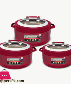 Happy Handsome Metallic Hot Pot 3 Pcs SET - Steel Plus Glass Top